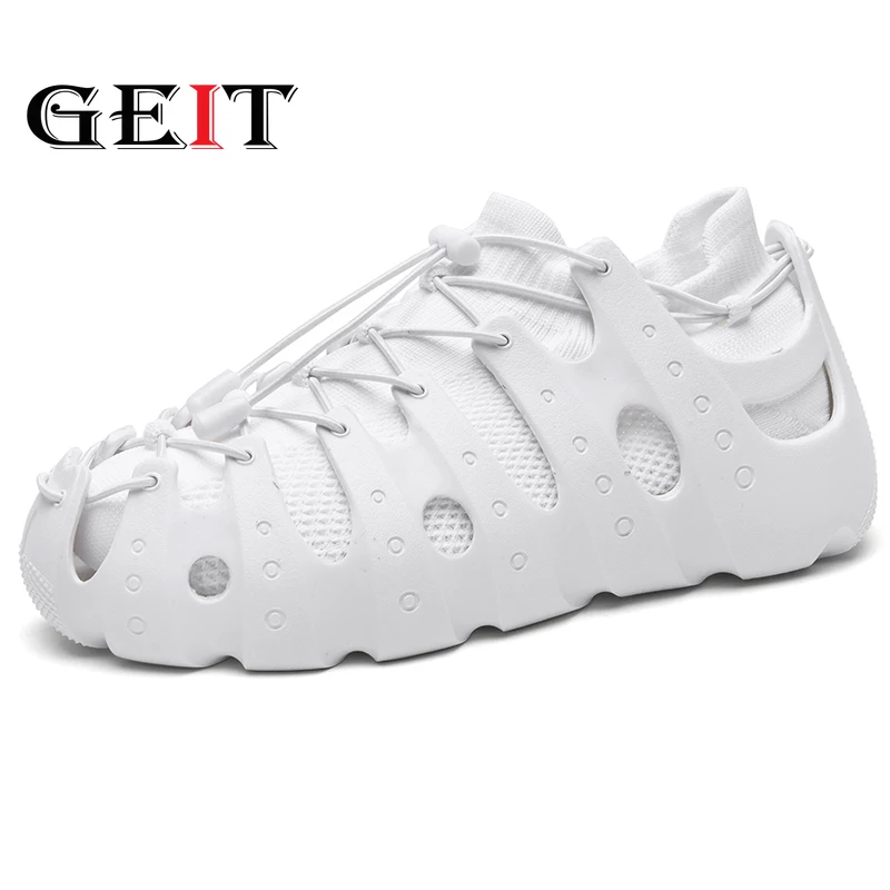 

GEIT 2019 New Fashion Men Casual Shoes Women Mesh Shoes Socks Lovers Shoes Comfortable Non-leather Lightweight Shoes Size 35-45
