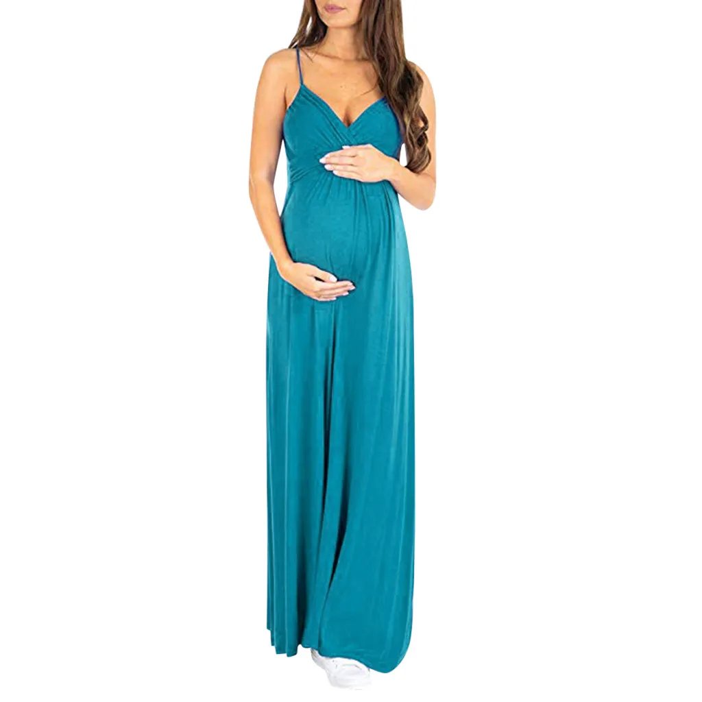 Одежда для беременных женщин, для беременных, для беременных, сексуальное, однотонное, без рукавов, на бретелях, с открытой спиной, длинное платье для беременных женщин, платья для беременных
