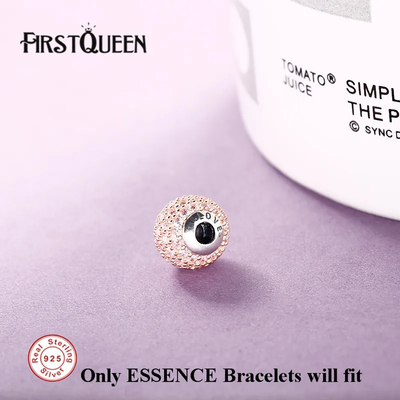 

FirstQueen Solid Silver 925 Love Charm Essence Beads Fit Gold Essence Bracelets Bangles DIY For Jewery Making Fine Jewelry