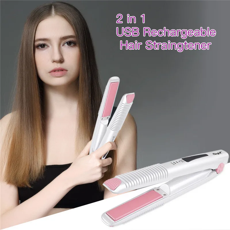 Professional 2 in 1 Hair Curling Straightening Iron Hair Straightener Hair Curler Portable Flat Iron Hair Waver Styling Tool