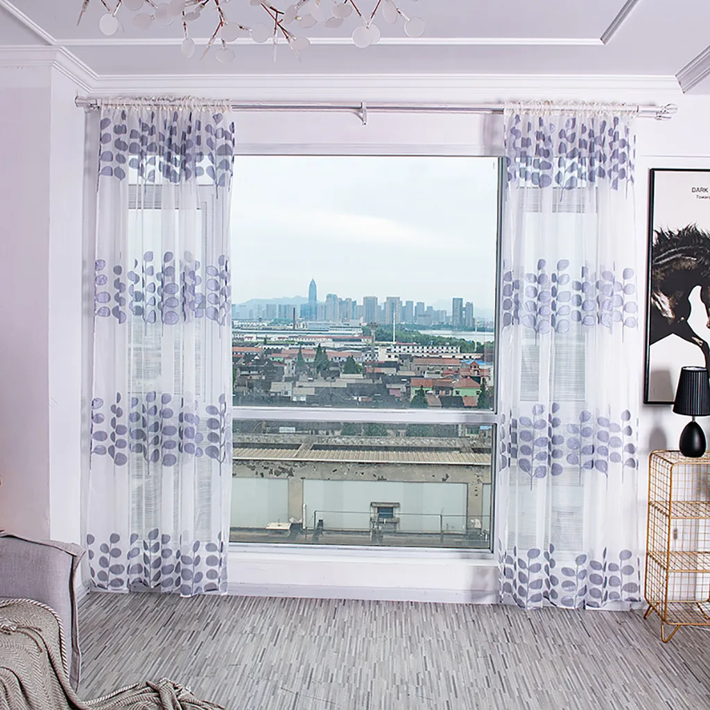 

2Pcs Trees Sheer Tulle Door Window Curtain Drape Panel Sheer Scarf Valances Curtains Drape Valance Fabric For Home Gordijnen
