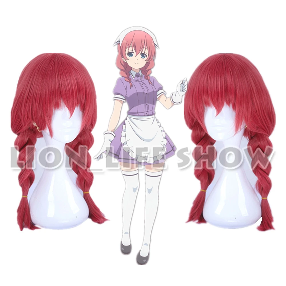 

Cosplay Wig Amano Miu Off Blend S Red Braids Anime Ladies Wig free cap
