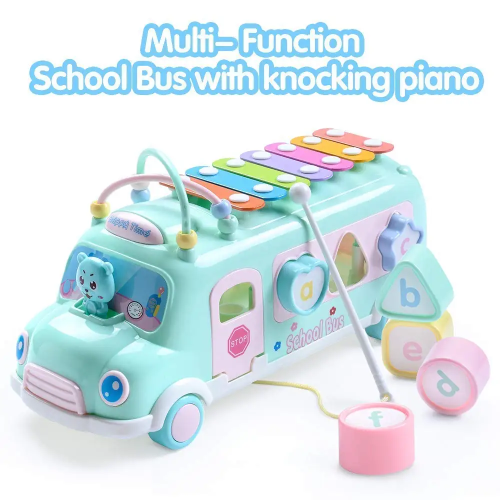 Multifuctional Bus Xylophone Toy Car Match Game Bus With Block Piano Musical Instruments Dragging Educational Vehicle for Kids Multifuctional Bus Xylophone Toy Car Match Game Bus With Block Piano Musical Instruments Dragging Educational Vehicle for Kids