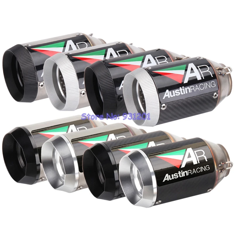 Entrada 51mm de Escape de la motocicleta tubo de fibra de carbono AR silenciador de Escape Universal para R1 Z900 Z1000 ZX6R ZX10R etc
