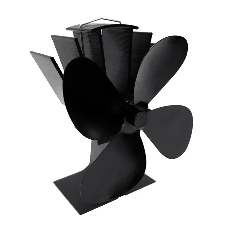 4 Blades Heat Self Powered Stove Top Fan Aluminium Silent Eco Friendly