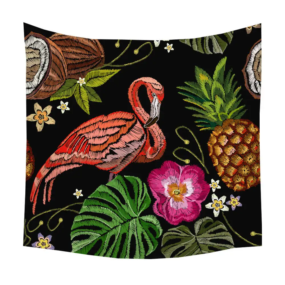 Boniu Фламинго гобелен настенный гобелен тропические растения с принтом психоделический хиппи гобелены домашняя декоративная шаль одеяло - Цвет: TA030-15