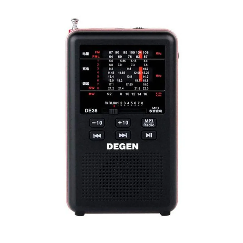 2016 Новые DEGEN de36 fm Радио стерео fm1-2/mw/sw1-8 полный диапазон мир приемник MP3-плееры
