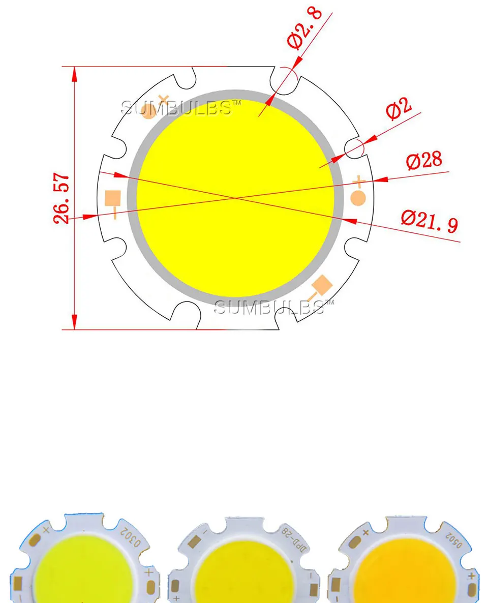 Round COB LED Chip On Board Light Source 28mm Diameter for Spotlight Downlight DIY LED Lamp Bulbs (1)