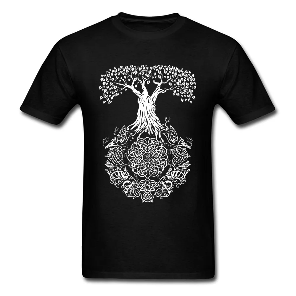 Tops Tees T-Shirt Yggdrasil Tree of Life NEW YEAR DAY Short Sleeve 100% Cotton Round Neck Men T Shirts 3D Printed Discount Yggdrasil Tree of Life black