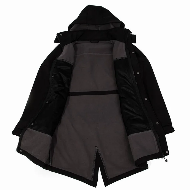 Уличная брендовая мужская флисовая мягкая куртка для катания на лыжах, сохраняющая тепло, водонепроницаемая, ветрозащитная мужская куртка-Пыльник, длинная уличная походная куртка 1803