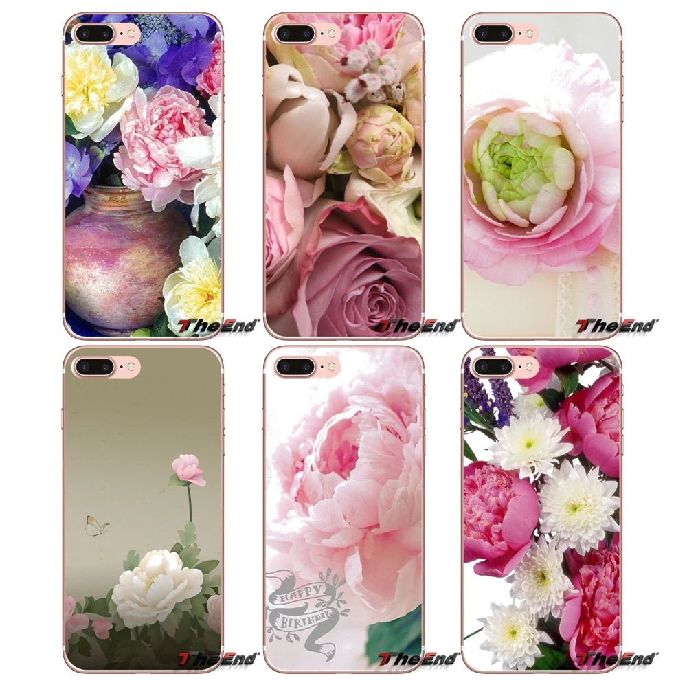 Милый цветок пиона для iPhone X 4 4S 5 5S 5C SE 6 6S 7 8 Plus Samsung Galaxy J1 J3 J5 J7 A3 A5 2016 2017 аксессуары