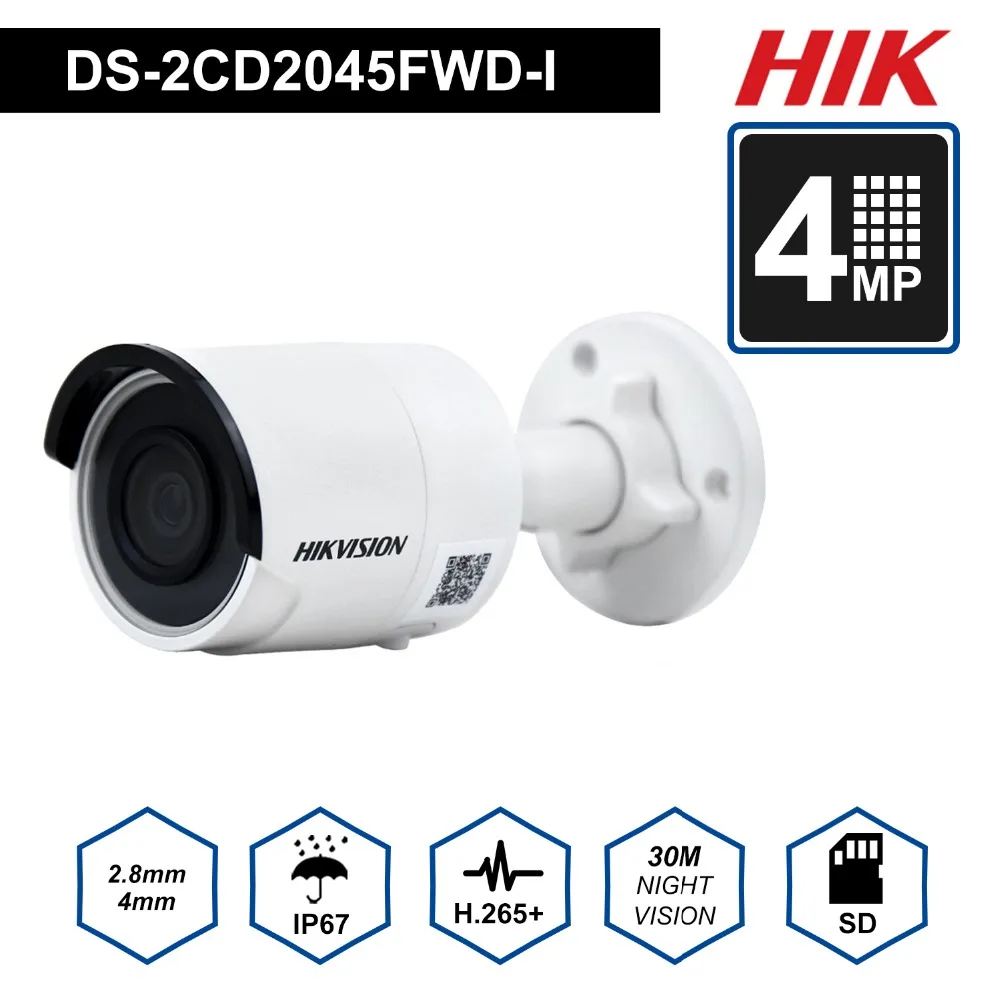 

HIK Original Darkfighter Video Surveillance Camera Outdoor DS-2CD2045FWD-I 4MP IR Fixed Bullet CCTV POE IP Cameras with IR 30M