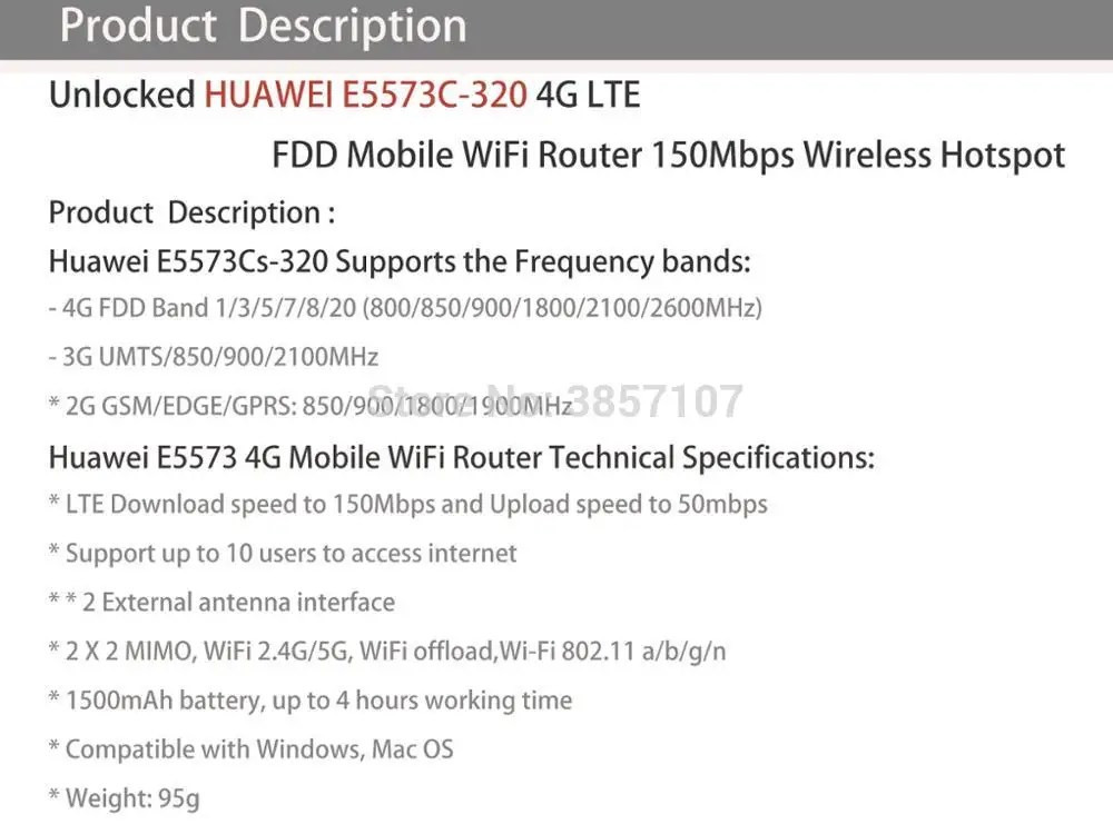 Абсолютно разблокированный LTE FDD 150 Мбит/с HUAWEI E5573 E5573-320 4G Роутер со слотом для sim-карты и 4G LTE WiFi роутер