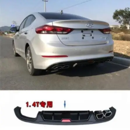 

ABS car REAR TRUNK LIP SPOILER DIFFUSER 4 OUTLET PIPE EXHAUST BUMPER PROTECTOR COVER Fit For Hyundai Elantra 2017 2018 BY EMS