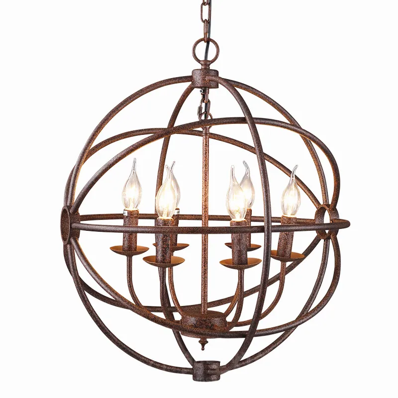 RH industrial Lighting Restoration Hardware Vintage Pendant Lamp FOUCAULT IRON ORB CHANDELIER RUSTIC IRON Gyro Loft