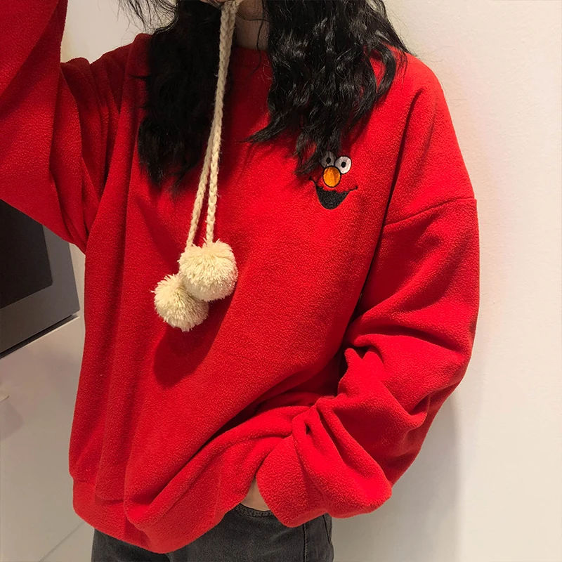 YouGeMan Harajuku Womens Pullovers Sweatshirts Autumn Winter Korean Ulzzang Long Sleeve Cartoon Hoo