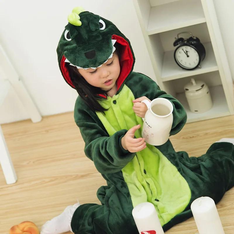 

Children' Winter Sleepwear Dinosaur Cartoon One Piece Pajama Set Kids Best Christmas Gift