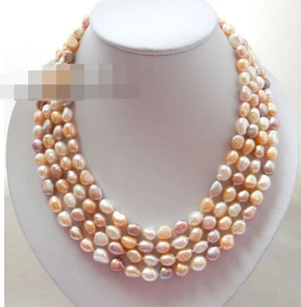 

0480 White Pink Lavender Baroque Freshwater Pearl Necklace