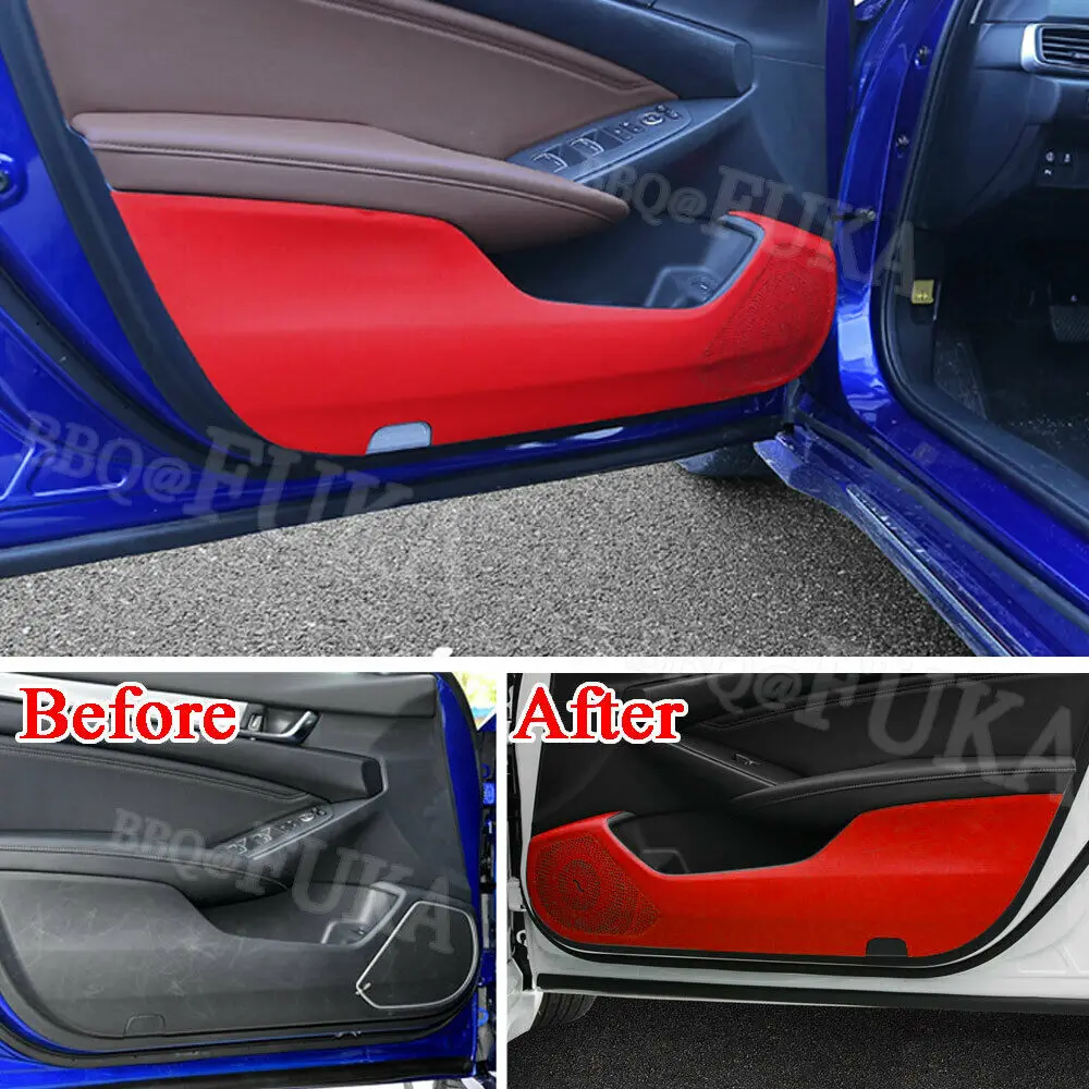 Для Honda Accord анти Kick Pad двери автомобиля протектор обшивка пленка оболочка кожа красный
