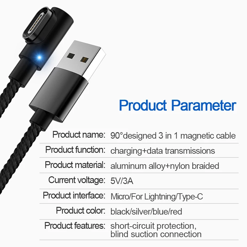 Магнитный зарядный кабель VOXLINK светодиодный кабель 90 градусов для iPhone X Micro type-C USB кабель для samsung Xiaomi huawei LG USB кабели