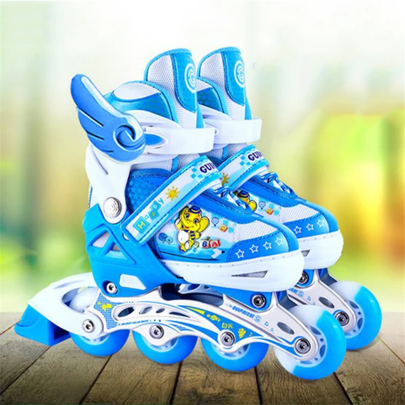 شحن مجاني قابل للتعديل وامض الأطفال أطفال الأسطوانة أحذية تزلج خوذة الركبة الكوع حامي مضمنة الزلاجات قابل للغسل