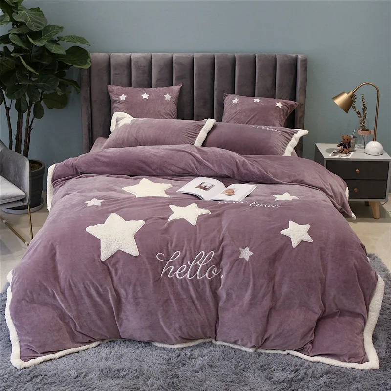 

Soft Cashmere Bedding Set Quen King Size Flat Sheet Pillow Cases Duvet Cover Quilt Cover Bed Cover