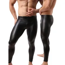 Мужские черные брюки из искусственной кожи, длинные брюки, мода, сексуальные новые обтягивающие колготки, мужские леггинсы тонкий обтягивающий прилегающий Мужские штаны