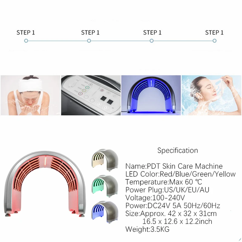  Upgraded Version 4 Colors LED Photon Facial Neck Mask PDT Photodynamic Microcurrent Skin Care Acne  - 33010437009