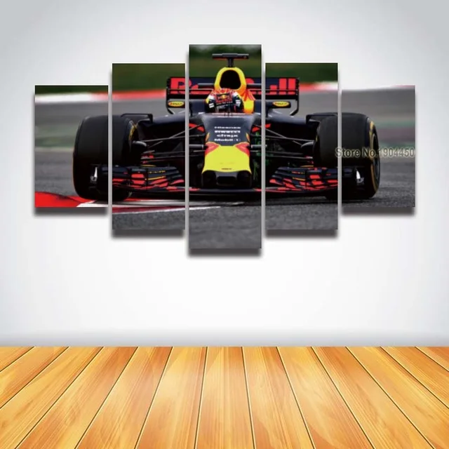 5 Panel Printed Formula Race Car Picture Large Canvas Art for Wall Decor Home Decoration Living