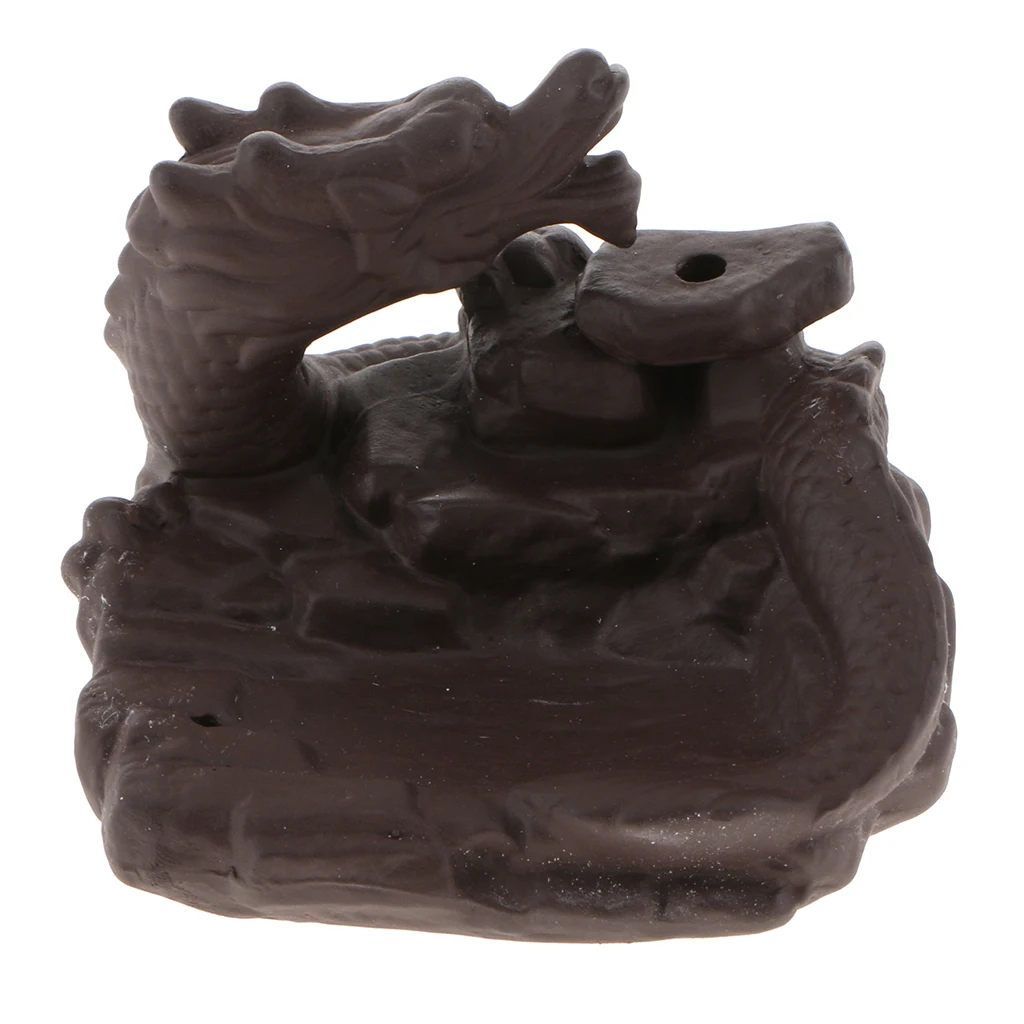 Ceramic China Dragon Backflow Cones Incense Censer Stick Cones Coil Burner Holder, Table Decor, Fengshui Luck Charm