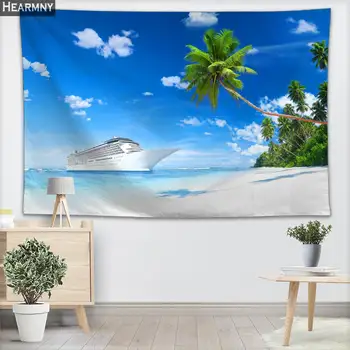 

Background Fabric Valance Tapestry Wall Hanging Seaside Coconut Tree Bedroom Living Room Blanket Yoga Beach Towel Tablecloth