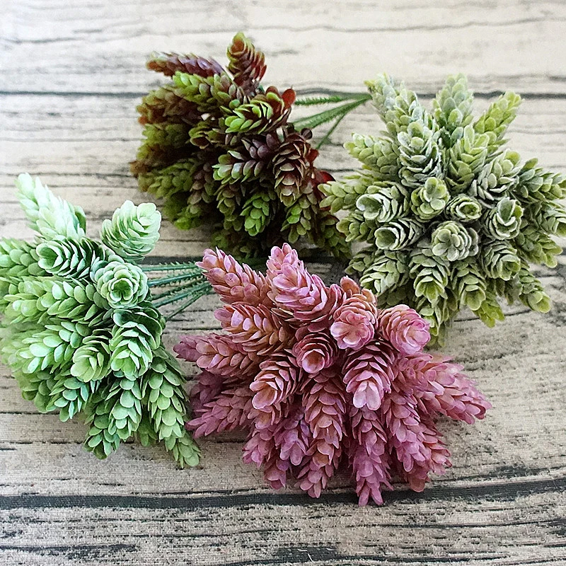 

Supply 30 Head 1 bundle Simulation Green Plant Cheap Artificial plastic Flower For Home Table Decorative Wedding Decor P15