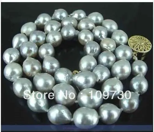 

Jewelry 001798 18"15-18MM NATURAL AUSTRALIAN SOUTH SEA GENUINE SILVERY GRAY PEARL NECKLACE
