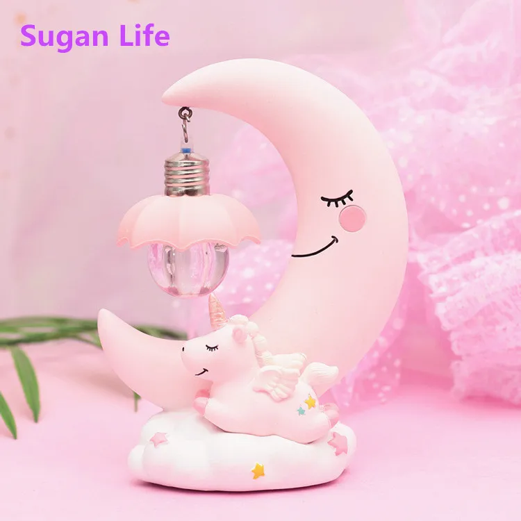 

SuganLife Bedroom Small table Lamp Girls Heart Room table light Decoration Unicorn Star Light Student Gift Night Light Desk Lamp