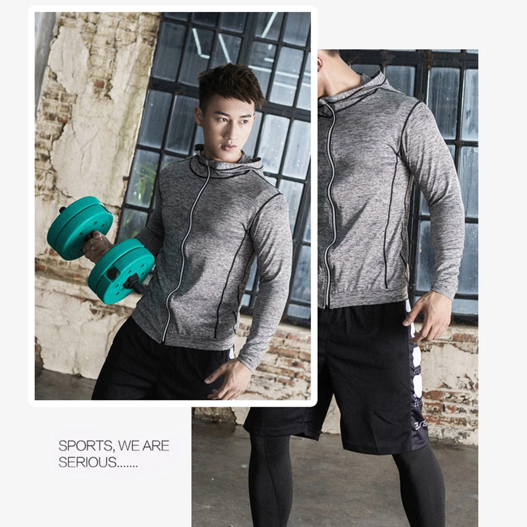 2019 New Mens Sports Polyester Knitted Hooded Jackets Autumn Gym Running Yoga Hoodies Jogging Overcoat 