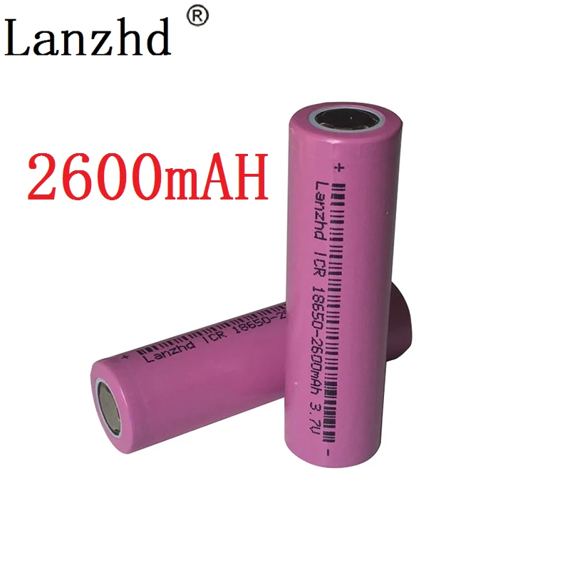 Battery 18650 rechargable Batteries 3.7v ICR18650 rechargeable 18650 Li-ion  Real 2600MAH Capacity Battery for Led Flashlight