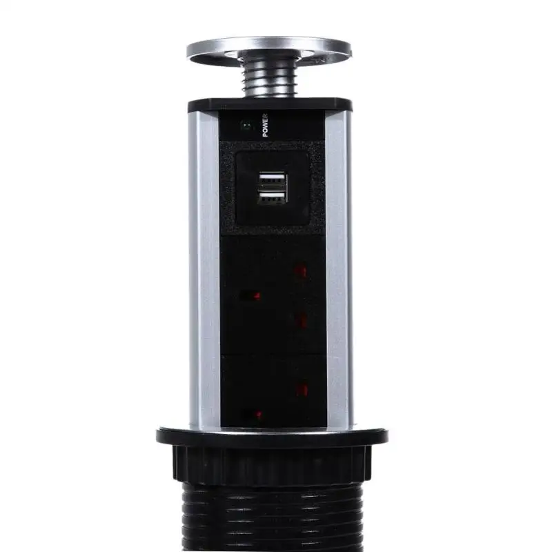 220V 16A тянуть POP UP электрические 3 розетки с 2 портами(стандарт Кухня настольная розетка Выдвижной Поводок для дома панели UK/штепсельная вилка европейского стандарта
