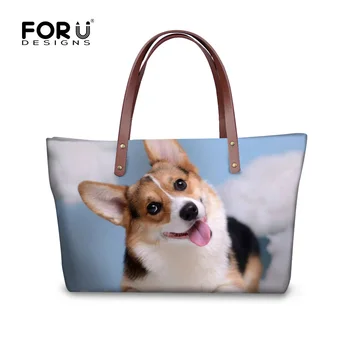 

FORUDESIGNS Kawaii Corgi Women Handbag Lady Casual Shoulder Messenger Bags Cross-body Bag For Woman Bolsas Femininas Travel Tote