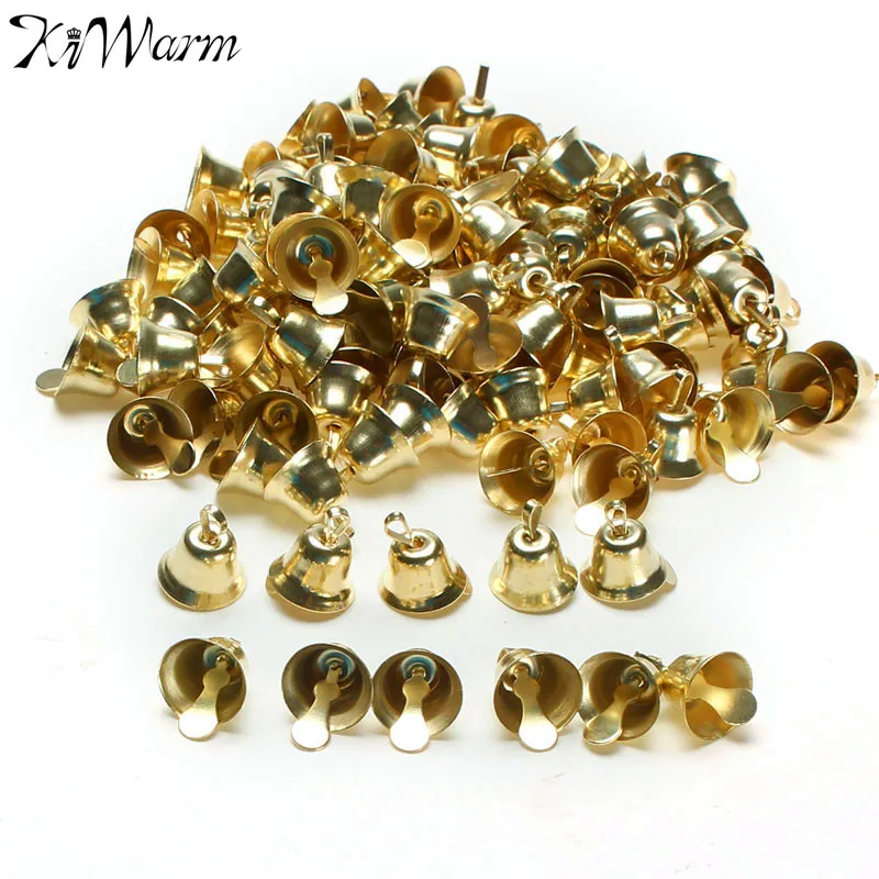 

120Pcs/set 10mm Metal Golden Small Bell Trumpet Bells For Christmas Tree Decor Handmade Jewelry Pendants Wind Chime Accessories