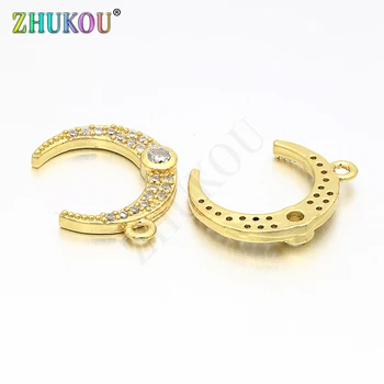 

13*17mm Fashion Brass Cubic Zirconia Moon Shape Charms Pendants DIY Jewelry Bracelet Necklace Making, Model: VD51