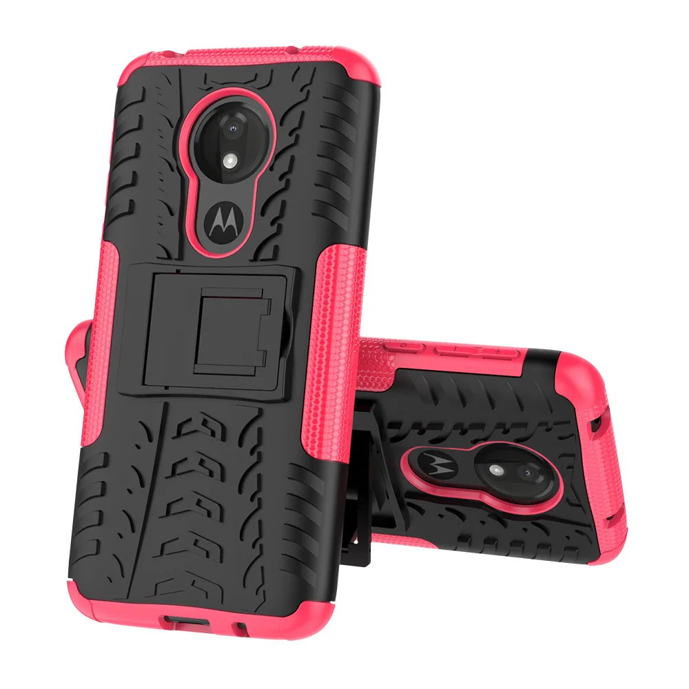 Гибридный защитный чехол из ТПУ+ поликарбоната для Motorola Moto X4 G4 G5 G5S G6 G7 E5 E4 C Plus Z Z2 Z3 Z4 Play one power P30 Note чехол - Цвет: Розовый