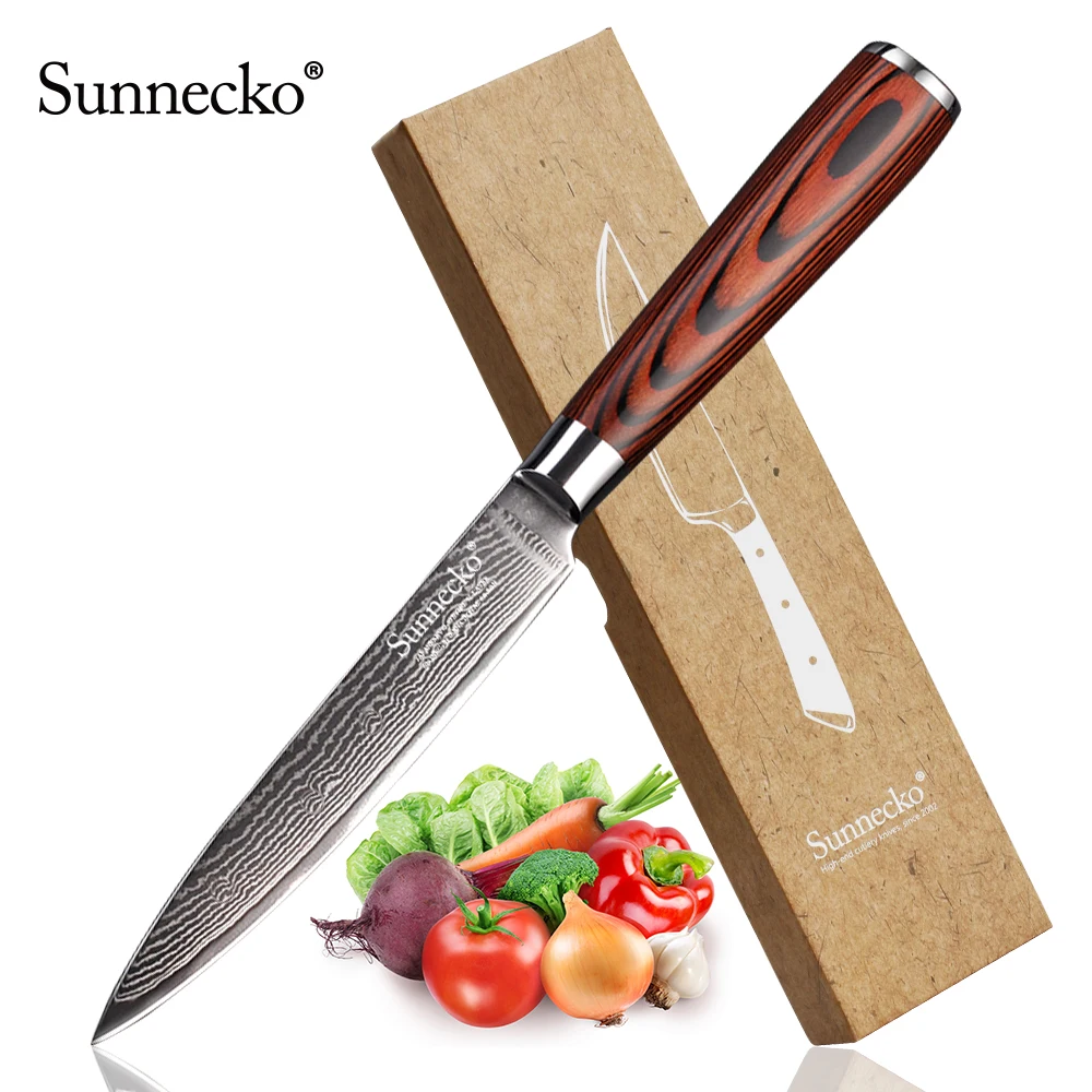 SUNNECKO 5 дюймов Многофункциональный кухонный нож японский VG10 стальное лезвие шеф