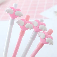 1 шт. милые белые гелевые ручки с крыльями для девочек Kawaii розовое сердце 0,5 мм черные чернила ручка школьные офисные принадлежности канцелярские принадлежности инструмент для подписи