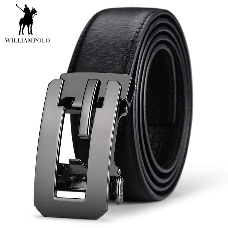 

WILLIAMPOLO Men Luxury Genuine Leather Belt Automatic Buckle Waist Strap Cowskin Business Belts #17152P