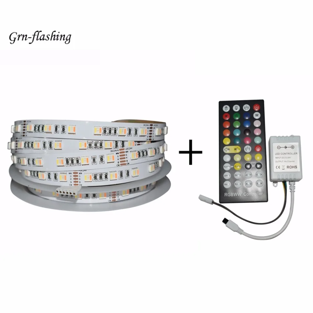 

5m 12V 24V RGBW RGBWW smart LED tape lights 60led/m 6 Pin connector 5 in 1 Lamp beads Full spectrum for home TV backing decor