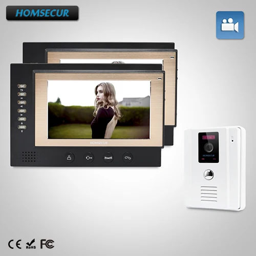 

HOMSECUR 7" Wired Hands-free Video&Audio Smart Doorbell+One Button Unlock 1C2M : TC011-W Camera(White)+TM701R-B Monitor(Black)