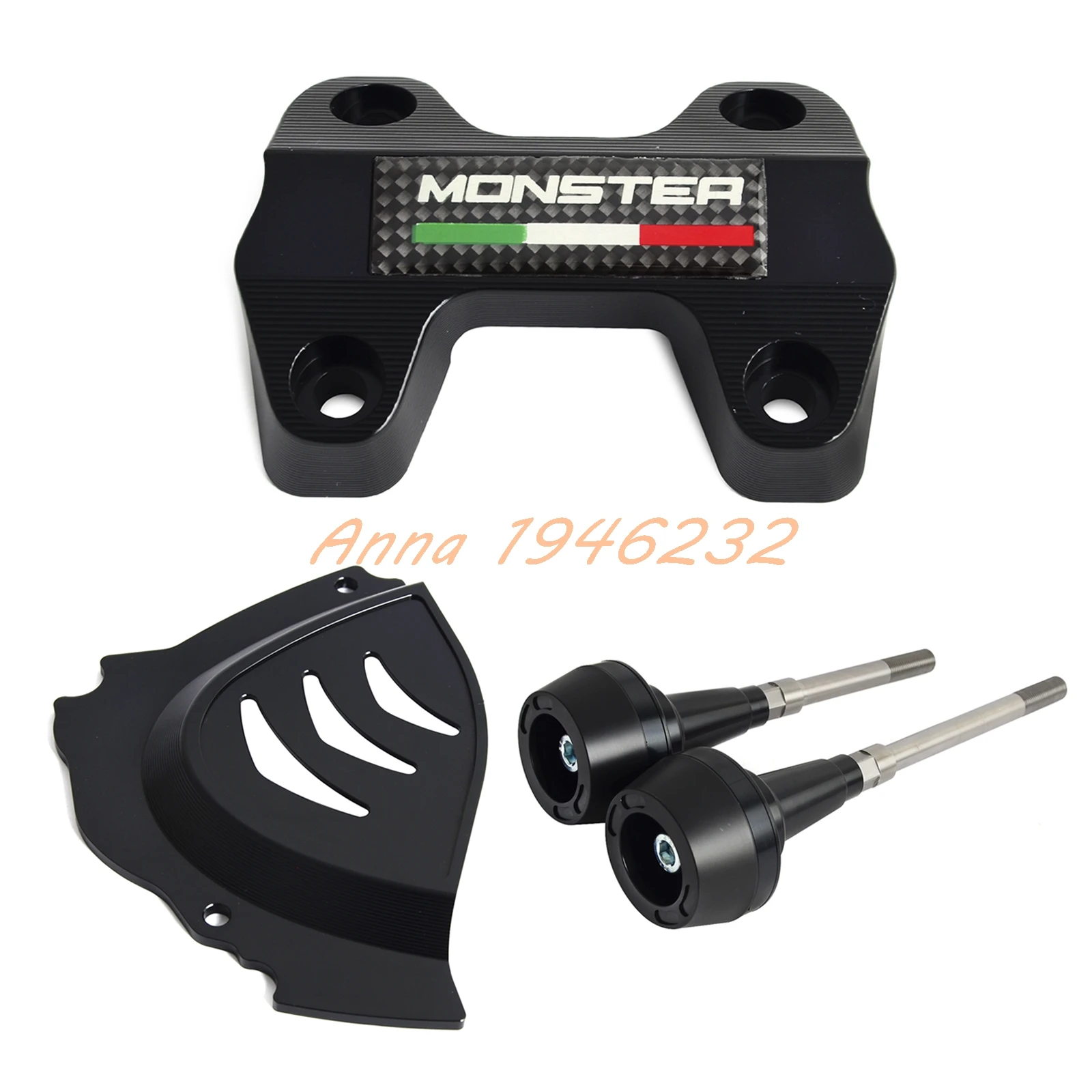 

For Ducati Monster 821 1200 2014-2017 Chain Cover Pad Frame Slider Protection Guard Handlebar Clamp Bracket Upper Kit Set