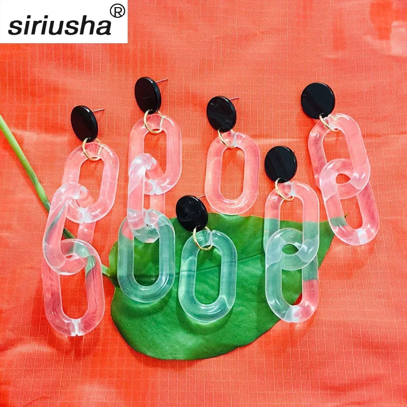 

Fashion acrylic sheet material Europe and America creative tassel earrings chain buckle simple long ear jewelry wholesale Y860
