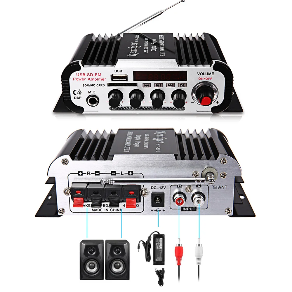 HY 600 стерео Мощность усилители 4 Каналы с удаленным Управление FM MP3 USB