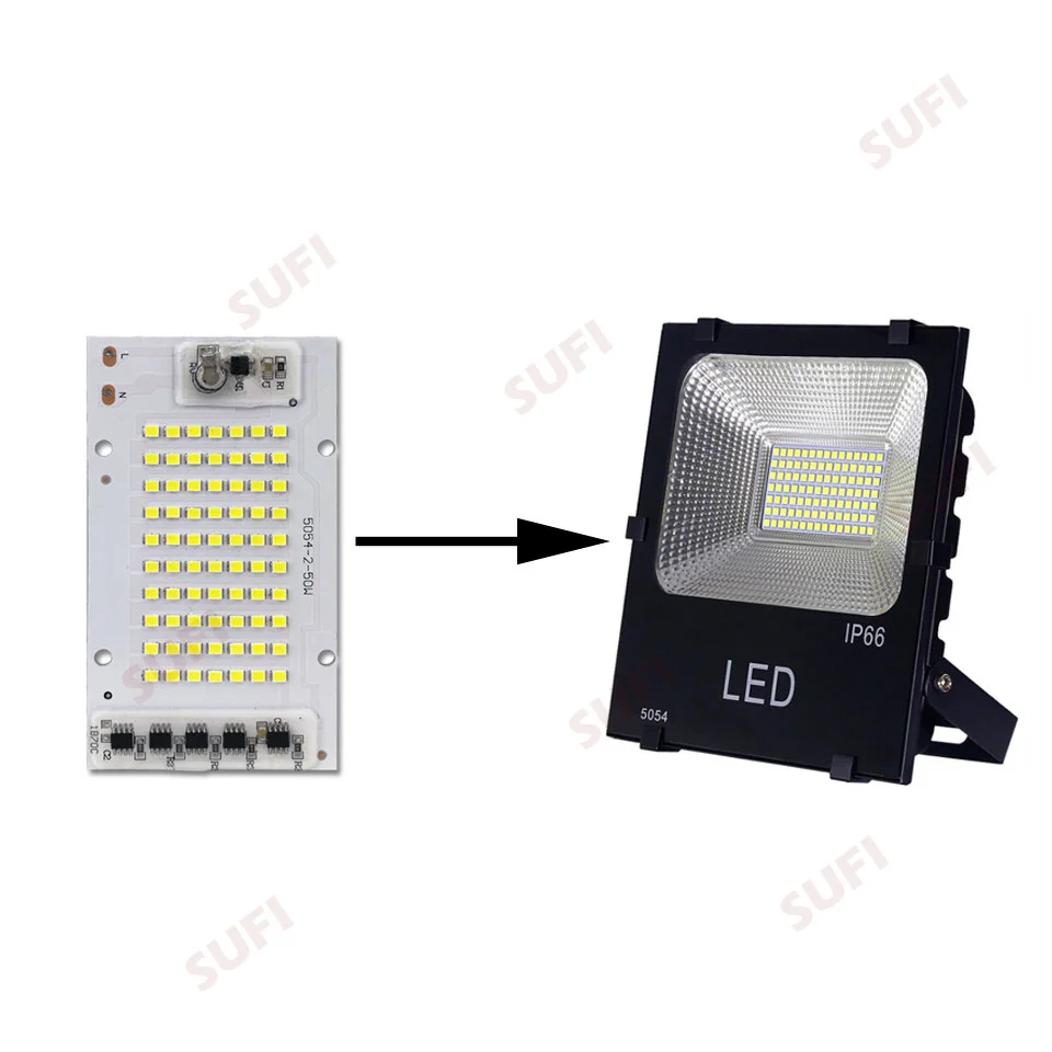 2 шт прожектор источника Smart IC 220 V 10 W 20 W 30 W 50 W 100 W 150 W 200 W SMD2835 УДАРА светодиодный лампы для DIY открытый прожектор